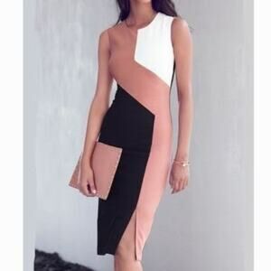 White House Black Market Sheath‎ Dress Plus Size 14 Colorblocked Office Career